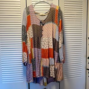 Patchwork Long Sleeve Dress